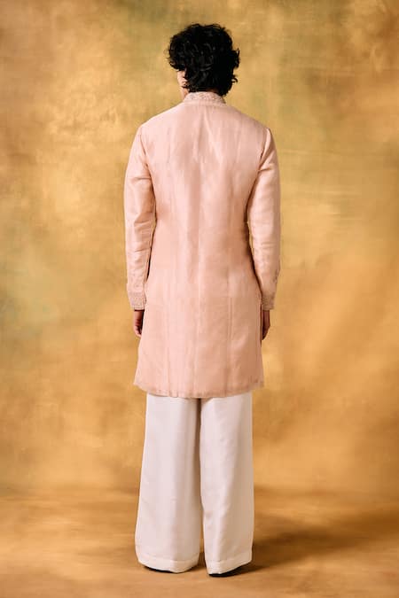 Mukti And Kavith Casa Dusky Rose Tissue Kurta Set 