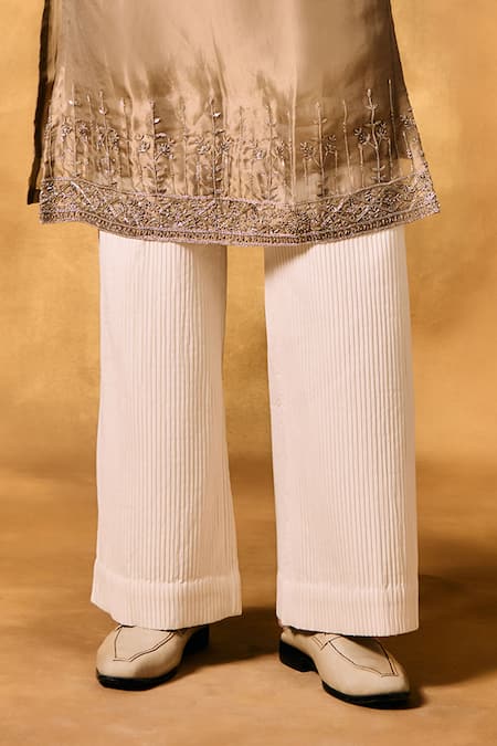 Buy_Mukti And Kavith Casa_Gold Tissue Embroidery Dawn Kurta Set _Online_at_Aza_Fashions