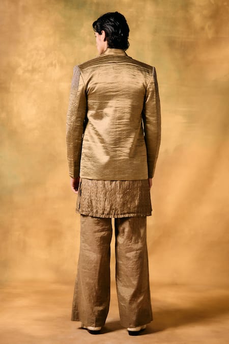 Mukti And Kavith Casa Golden Aura Jacket Kurta Set 