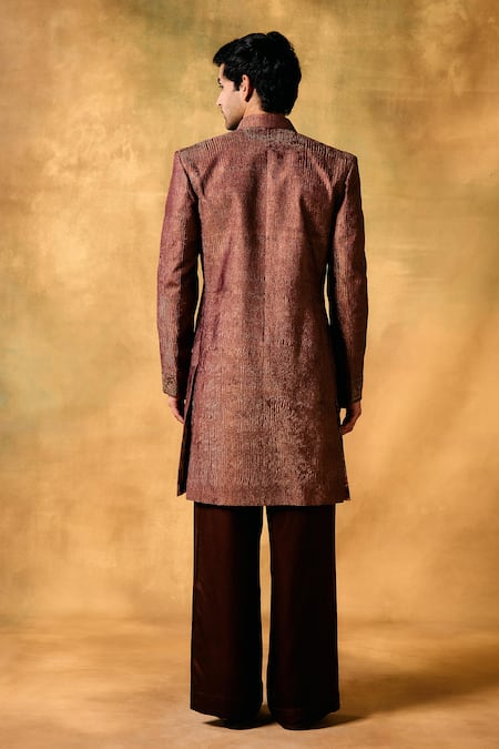 Mukti And Kavith Casa Regal Crush Purple Sherwani Jacket Set 