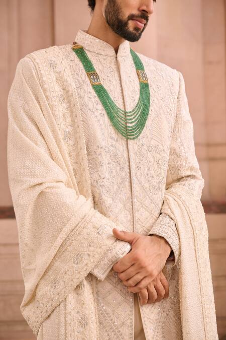 Mukti And Kavith Casa Ivory , Chanderi Sequins, Embroidery Raw Wedding Sherwani Set Online at Aza Fashions Mukti And Kavith Casa_Ivory , Chanderi Sequins, Embroidery Raw Wedding Sherwani Set _Online_at_Aza_Fashions