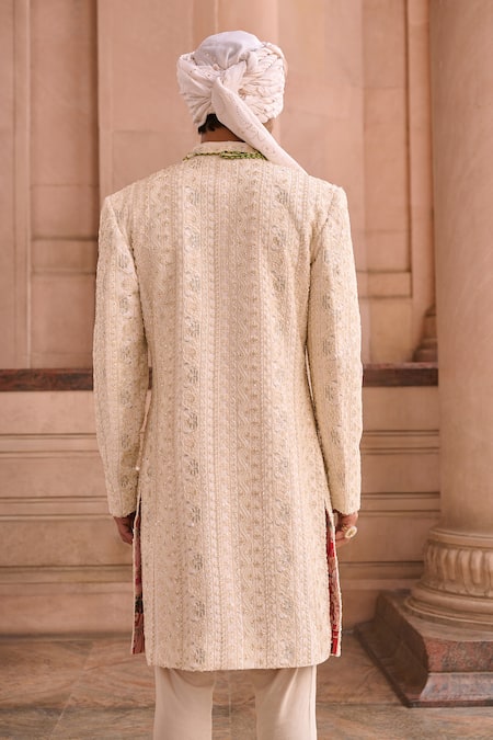 Mukti And Kavith Casa Ivory Lucknowi Sherwani Set 
