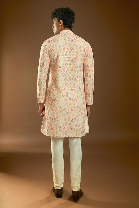 Arihant Rai Sinha White Cotton, Polyester, Viscose Embroidery, Sequins Thread Work Kurta Set Online at Aza Fashions Arihant Rai Sinha_White Cotton, Polyester, Viscose Embroidery, Sequins Thread Work Kurta Set _Online_at_Aza_Fashions