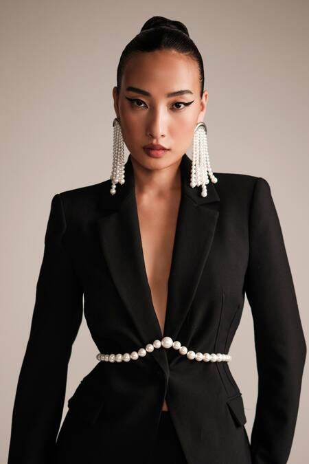 Anaash_White Pearls Waterfall Earrings _Online_at_Aza_Fashions