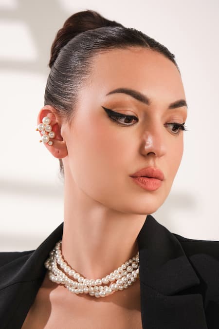 Anaash_White Twisted Pearl Necklace _Online_at_Aza_Fashions