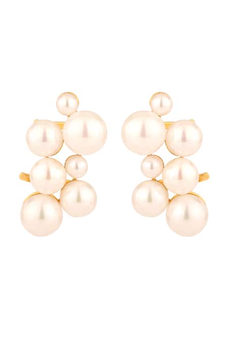 Anaash_White Pearls Bunch Ear Cuff _Online_at_Aza_Fashions