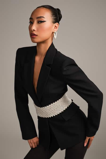 Anaash_White Pearls Knitted Belt _Online_at_Aza_Fashions