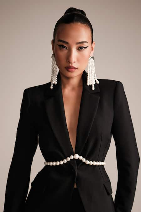 Anaash White Pearls Lana Underwire Belt 