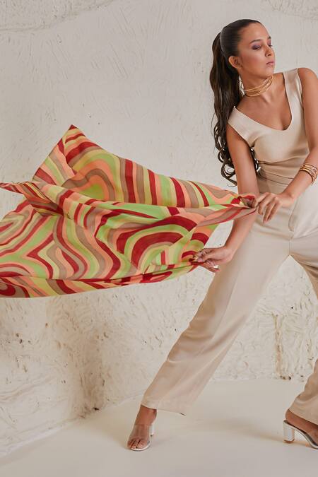 SHAZA Multi Color Disruption Handpainted Pashmina Stole Online at Aza Fashions SHAZA_Multi Color Disruption Handpainted Pashmina Stole _Online_at_Aza_Fashions