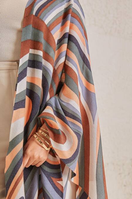 Buy_SHAZA_Multi Color Disruption Handpainted Pashmina Stole_Online_at_Aza_Fashions