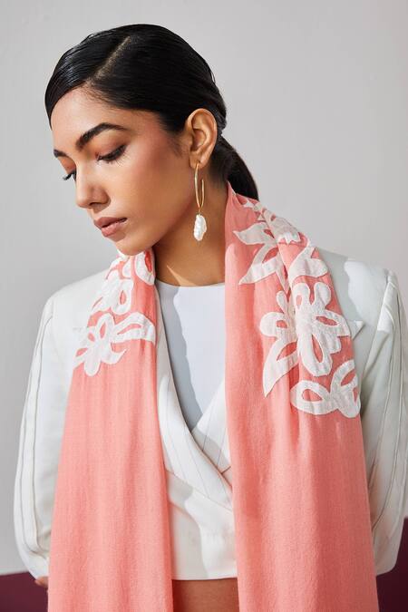 SHAZA Pink Embroidered Baby Stole Online at Aza Fashions SHAZA_Pink Embroidered Baby Stole _Online_at_Aza_Fashions