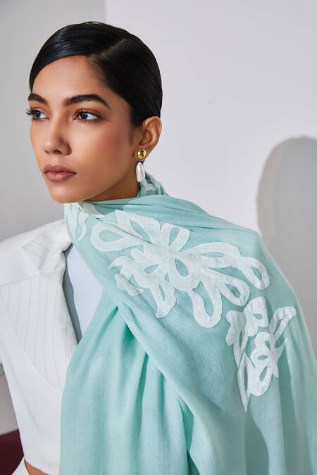 Buy_SHAZA_Mint Handloom Pashmina Stole_Online_at_Aza_Fashions