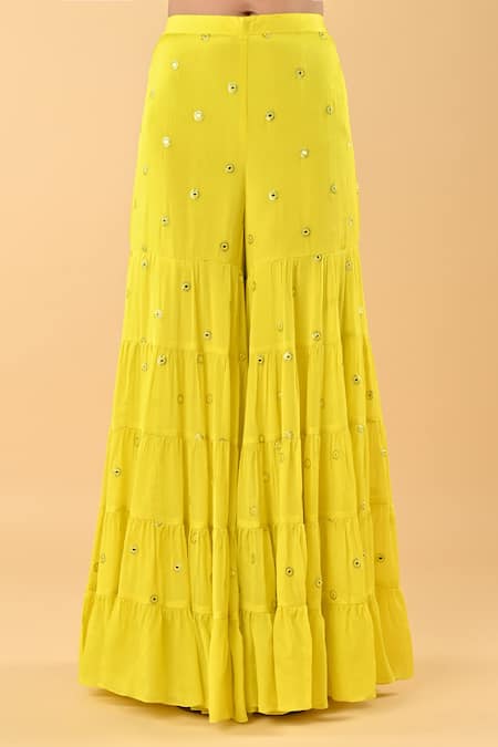 Buy Keith Gomes Yellow Chiffon, Crepe Sequins, Embroidery V-neck Peplum Kurta And Gharara Set Online at Aza Fashions Buy_Keith Gomes_Yellow Chiffon, Crepe Sequins, Embroidery V-neck Peplum Kurta And Gharara Set _Online_at_Aza_Fashions