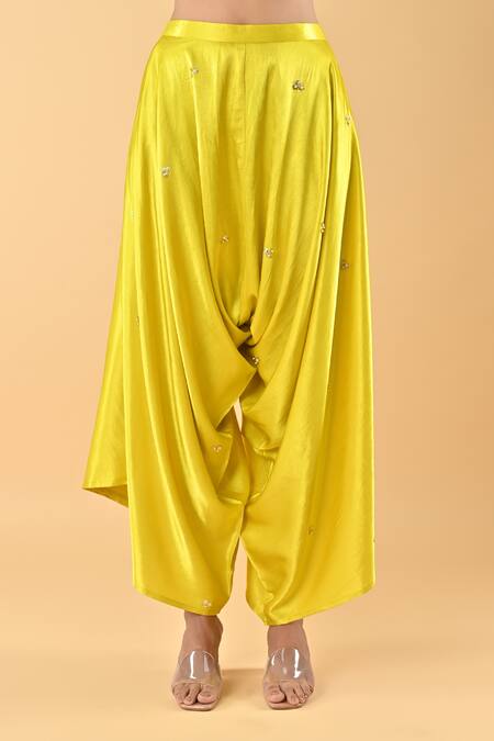 Buy Keith Gomes Yellow Chiffon, Crepe Beads Round Neck Embroidered Tunic And Dhoti Set Online at Aza Fashions Buy_Keith Gomes_Yellow Chiffon, Crepe Beads Round Neck Embroidered Tunic And Dhoti Set _Online_at_Aza_Fashions