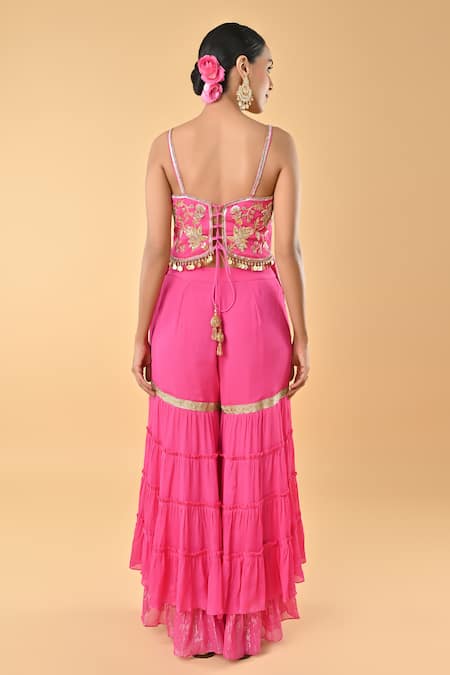 Keith Gomes Embroidered Pink Tunic Palazzo Set 
