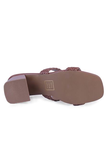 Heel Your Sole_Brown Woven Block Heels _Online_at_Aza_Fashions