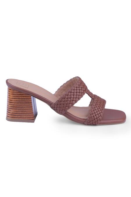 Buy_Heel Your Sole_Brown Woven Block Heels _Online_at_Aza_Fashions