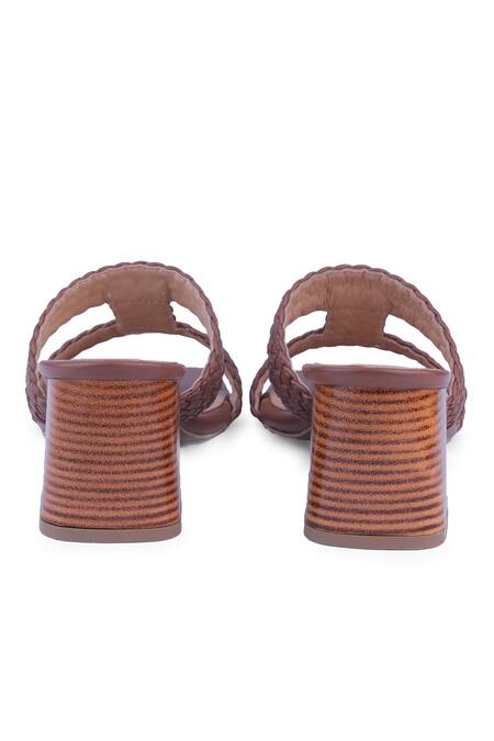 Heel Your Sole_Brown Woven Block Heels _at_Aza_Fashions