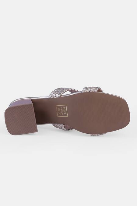 Heel Your Sole_Gold Genuine Leather Block Heels _Online_at_Aza_Fashions