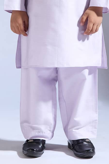 Neha Gursahani_Lilac Silk Embroidery Spun Kurta Pant Set _Online_at_Aza_Fashions