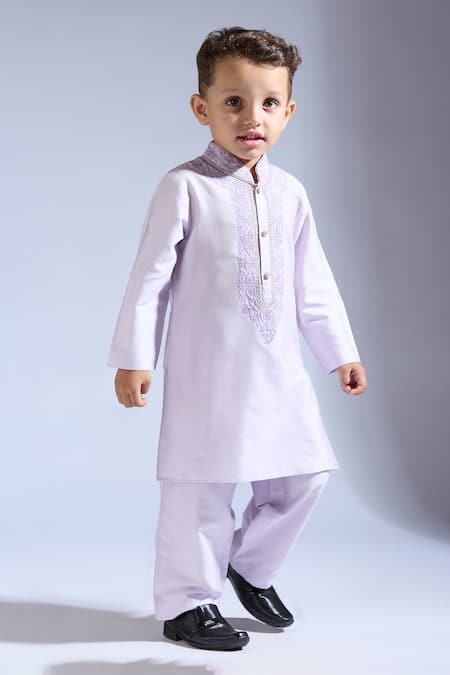 Neha Gursahani Lilac Spun Silk Kurta Pant Set 