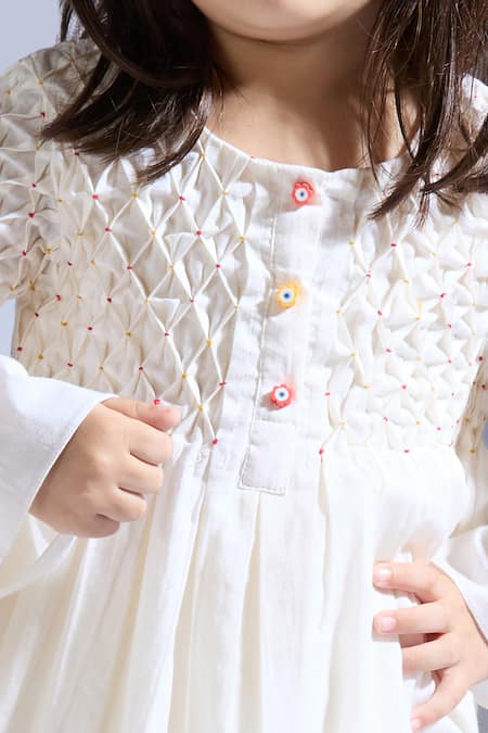 Buy_Neha Gursahani_Ivory Silk, Spandex Embroidery Designer Kurta 