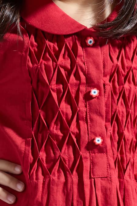 Buy_Neha Gursahani_Red Cambric Kurta And Pant Set 