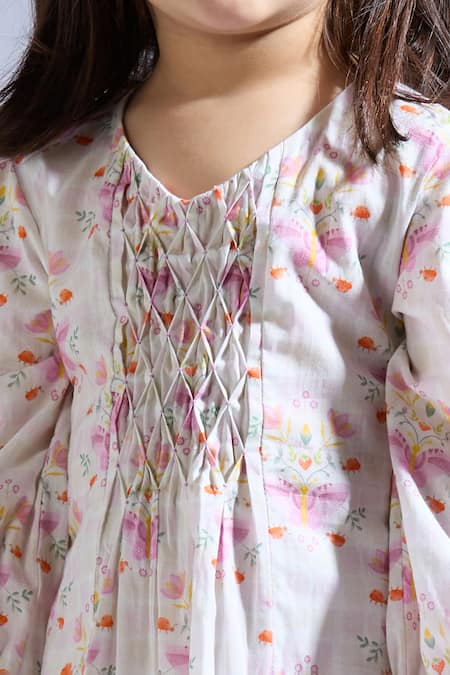 Shop_Neha Gursahani_Pink Cambric Embroidery Multi Color Designer Kurta And Pant Set _Online_at_Aza_Fashions