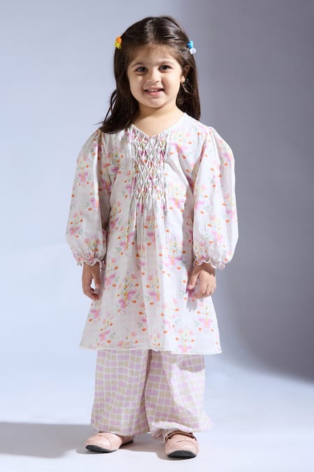 Neha Gursahani_Pink Cambric Embroidery Multi Color Designer Kurta And Pant Set _at_Aza_Fashions