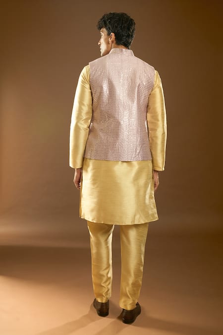 Arihant Rai Sinha Pink Silk Sequins, Embroidery Bundi And Kurta Set Online at Aza Fashions Arihant Rai Sinha_Pink Silk Sequins, Embroidery Bundi And Kurta Set _Online_at_Aza_Fashions