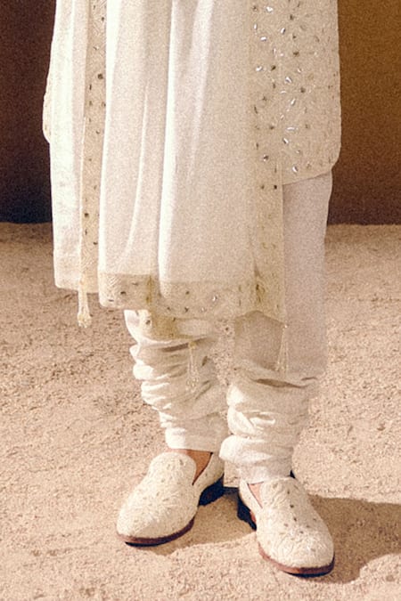 Amaare_Ivory Silk Embroidery, Sequins Designer Rup Sherwani Set _Online_at_Aza_Fashions