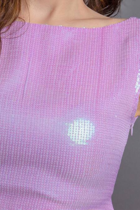 Emblaze Lilac Sequins Round Neck Dress Online at Aza Fashions Emblaze_Lilac Sequins Round Neck Dress_Online_at_Aza_Fashions