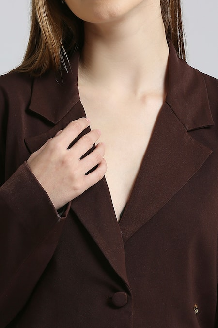 Shop_Emblaze_Brown Viscose Crop Blazer Set _Online_at_Aza_Fashions