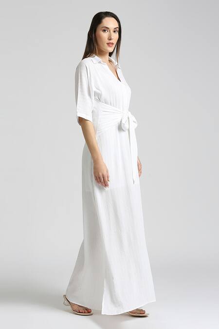 Shop_Emblaze_White Lurex V-neck Maxi Dress _Online_at_Aza_Fashions