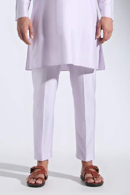 Neha Gursahani_Purple Silk Embroidery Kurta Pant Set _Online_at_Aza_Fashions