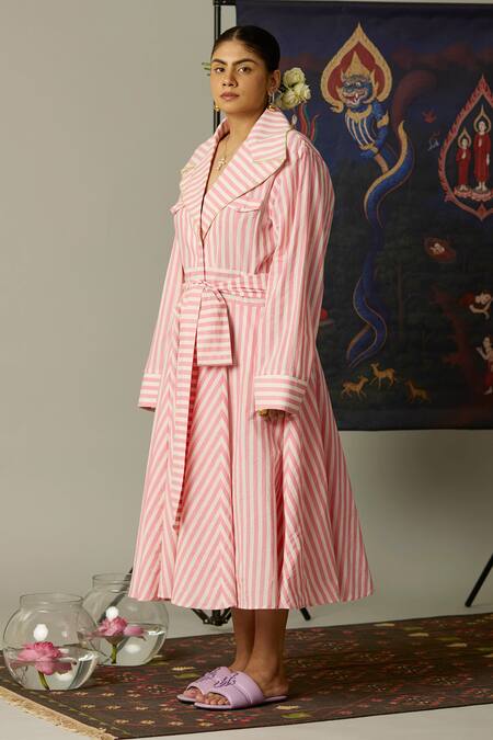 Buy Quod Pink Cotton Collared Tide Trench Dress Online at Aza Fashions Buy_Quod_Pink Cotton Collared Tide Trench Dress _Online_at_Aza_Fashions