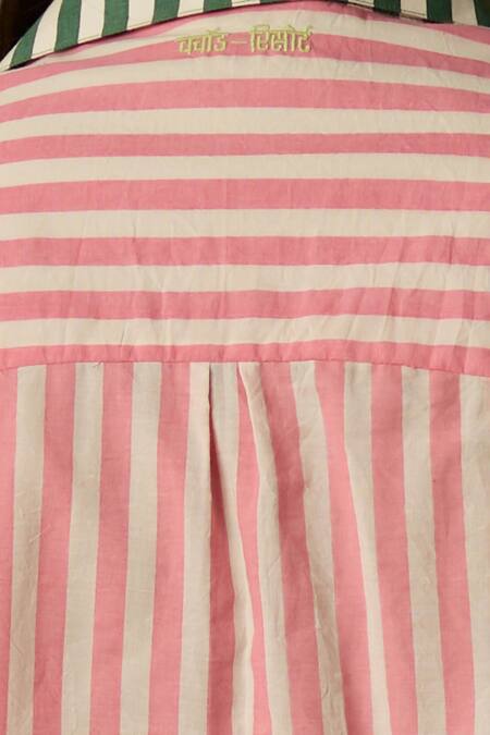 Quod_Multi Color Cotton Collared Striped Designer Dress _Online_at_Aza_Fashions