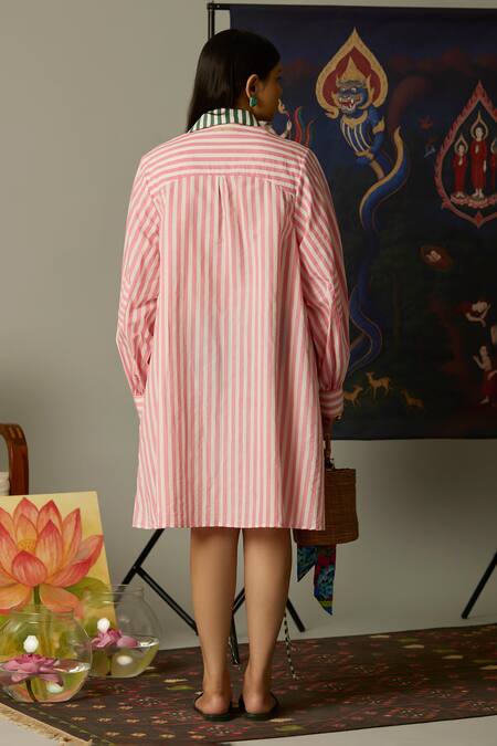 Buy_Quod_Multi Color Cotton Collared Striped Designer Dress 
