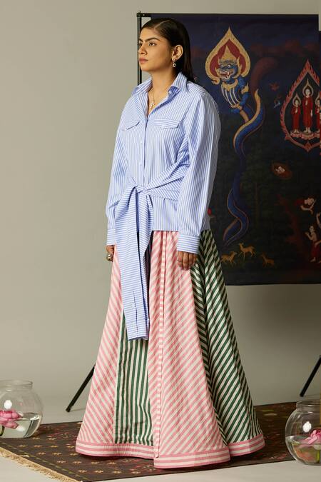 Quod Multi Color Cotton Ripple Skirt Online at Aza Fashions Quod_Multi Color Cotton Ripple Skirt _Online_at_Aza_Fashions