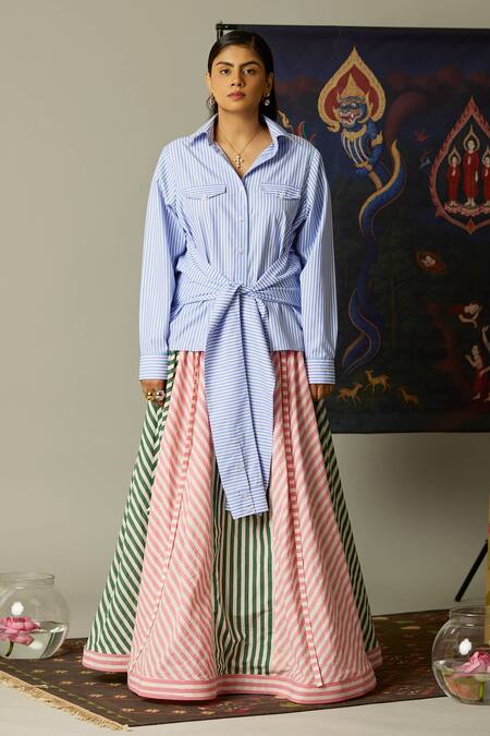 Buy Quod Multi Color Cotton Ripple Skirt Online at Aza Fashions Buy_Quod_Multi Color Cotton Ripple Skirt _Online_at_Aza_Fashions