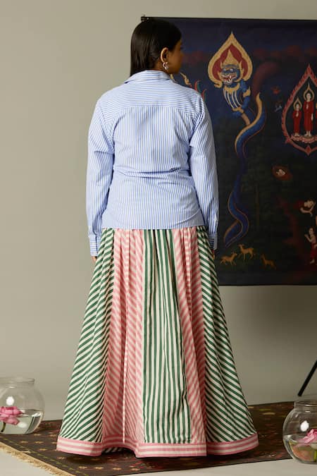 Shop Quod Multi Color Cotton Ripple Skirt at Aza Fashions Shop_Quod_Multi Color Cotton Ripple Skirt _at_Aza_Fashions