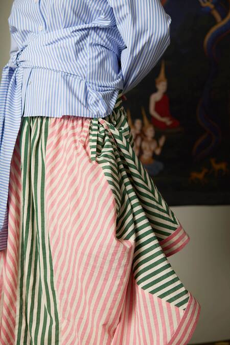 Shop Quod Multi Color Cotton Ripple Skirt Online at Aza Fashions Shop_Quod_Multi Color Cotton Ripple Skirt _Online_at_Aza_Fashions