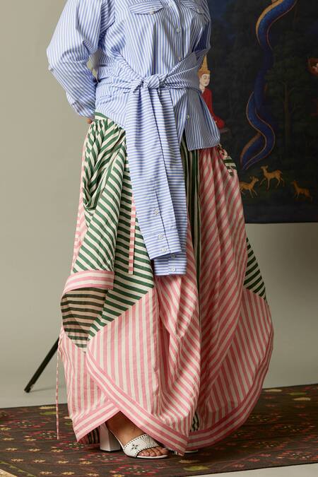 Quod Multi Color Cotton Ripple Skirt at Aza Fashions Quod_Multi Color Cotton Ripple Skirt _at_Aza_Fashions