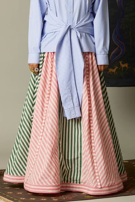 Buy Quod Multi Color Cotton Ripple Skirt Buy_Quod_Multi Color Cotton Ripple Skirt