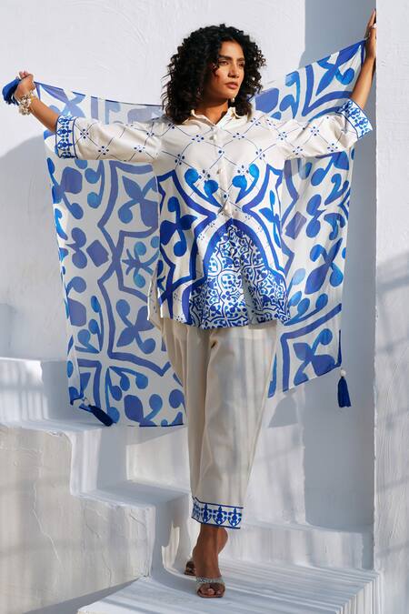 Rainas Beige Cotton, Linen Embroidery Collared Turkish Whisper Set at Aza Fashions Rainas_Beige Cotton, Linen Embroidery Collared Turkish Whisper Set _at_Aza_Fashions