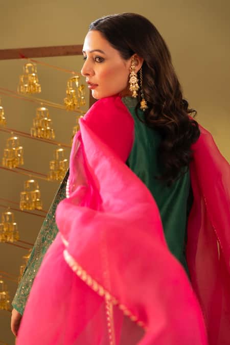 Rashi Jain Green Chanderi Kurta Set With Dupatta 