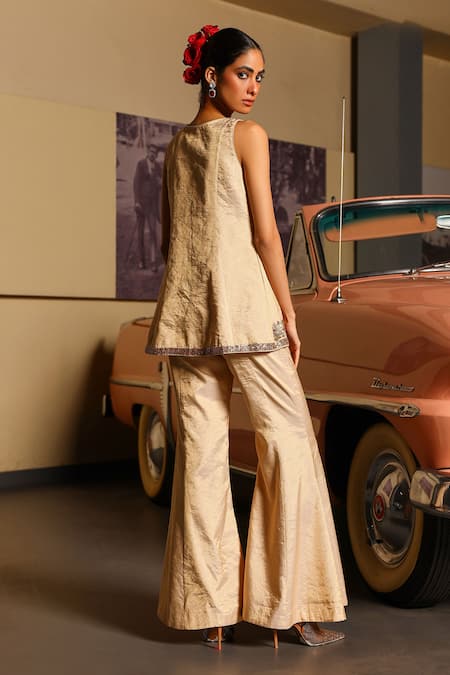 Sabe Gold Maroon Designer Sharara Set 