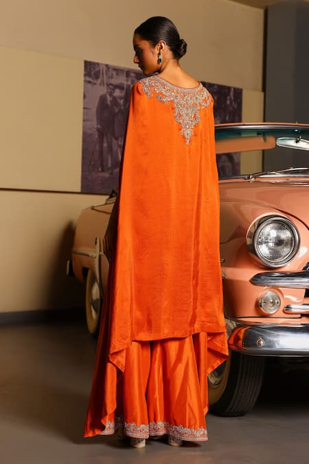 Sabe Rust Orange Designer Cape & Pant Set 