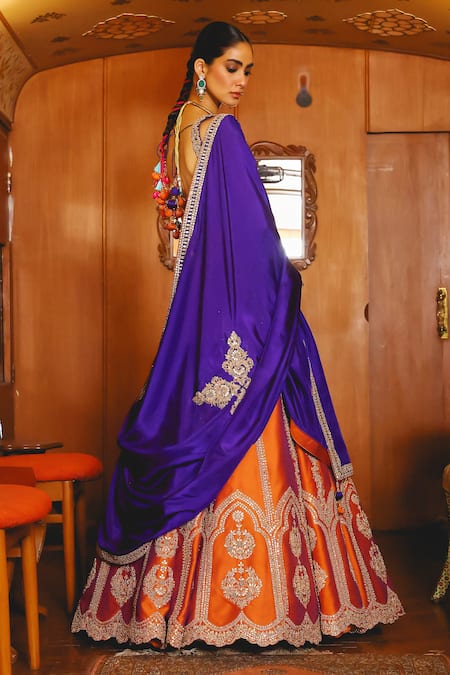 Sabe Rust and Royal Blue Designer Lehenga Set 