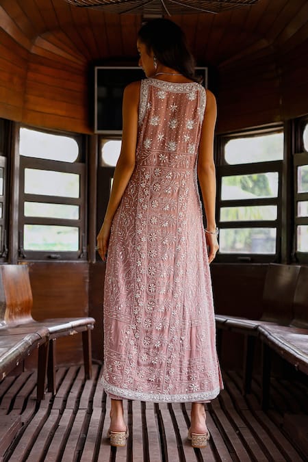 Sabe Rose Pink Chikankari Kurta Set 